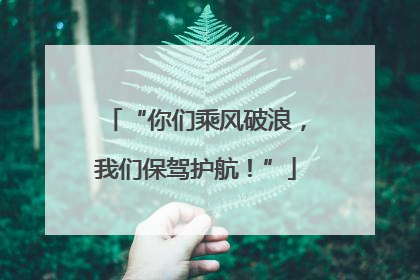 “你们乘风破浪，我们保驾护航！”