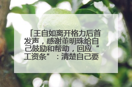 王自如离开格力后首发声，感谢董明珠给自己鼓励和帮助，回应“工资条”：清楚自己要什么，工资条不重要
