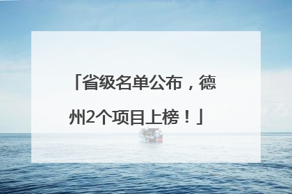 省级名单公布，德州2个项目上榜！