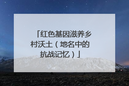 红色基因滋养乡村沃土（地名中的抗战记忆）