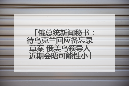 俄总统新闻秘书：待乌克兰回应备忘录草案 俄美乌领导人近期会晤可能性小