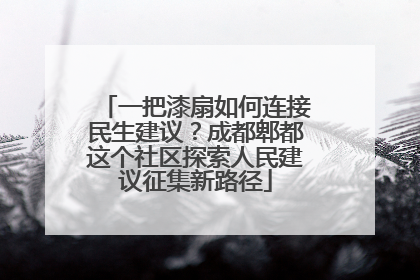 一把漆扇如何连接民生建议？成都郫都这个社区探索人民建议征集新路径