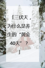 三伏天，为什么是养生的“黄金40天”？