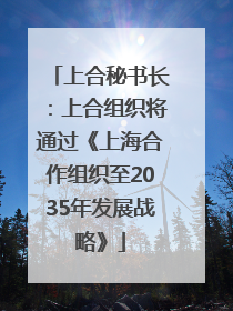 上合秘书长：上合组织将通过《上海合作组织至2035年发展战略》