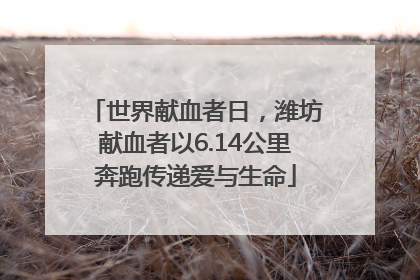 世界献血者日，潍坊献血者以6.14公里奔跑传递爱与生命