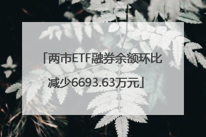 两市ETF融券余额环比减少6693.63万元