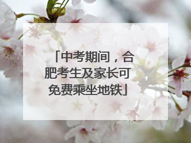 中考期间，合肥考生及家长可免费乘坐地铁