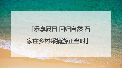 乐享夏日 回归自然 石家庄乡村采摘游正当时