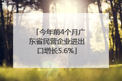 今年前4个月广东省民营企业进出口增长5.6%