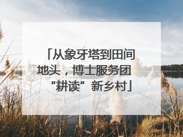 从象牙塔到田间地头，博士服务团“耕读”新乡村