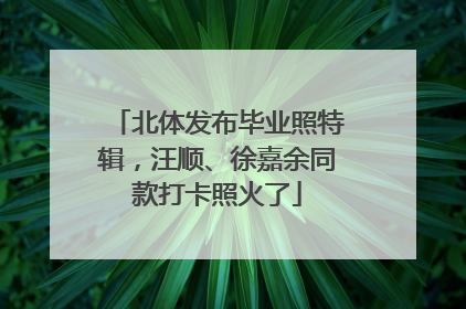 北体发布毕业照特辑，汪顺、徐嘉余同款打卡照火了