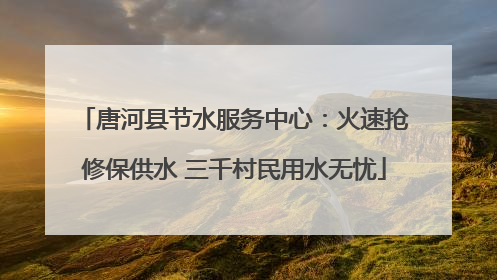 唐河县节水服务中心：火速抢修保供水 三千村民用水无忧