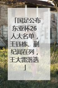 国足公布东亚杯26人大名单，王钰栋、蒯纪闻在列，王大雷落选