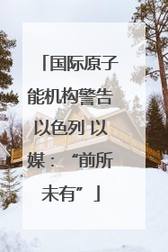 国际原子能机构警告以色列 以媒：“前所未有”