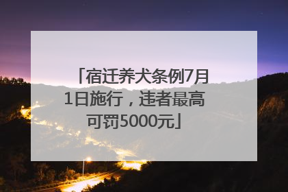 宿迁养犬条例7月1日施行，违者最高可罚5000元