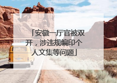 安徽一厅官被双开，涉违规编印个人文集等问题