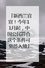 新西兰官宣！今年11月起，中国公民符合这个条件可免签入境