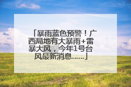 暴雨蓝色预警！广西局地有大暴雨+雷暴大风，今年1号台风最新消息……