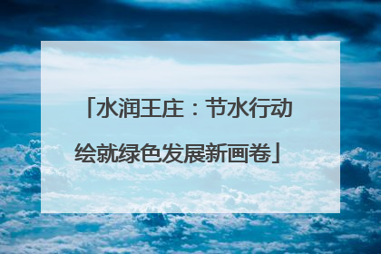 水润王庄：节水行动绘就绿色发展新画卷