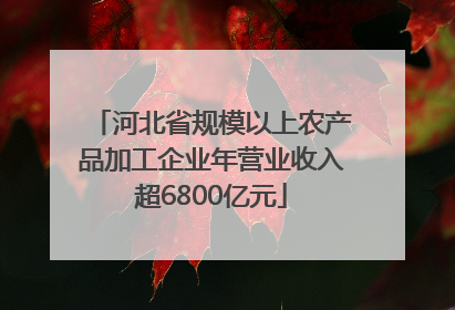 河北省规模以上农产品加工企业年营业收入超6800亿元