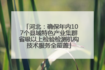河北：确保年内107个县域特色产业集群省级以上检验检测机构技术服务全覆盖
