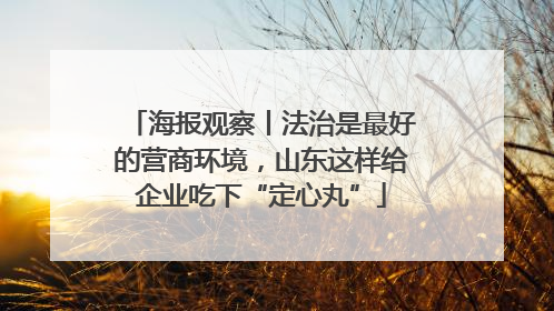 海报观察丨法治是最好的营商环境，山东这样给企业吃下“定心丸”