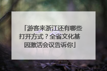 游客来浙江还有哪些打开方式？全省文化基因激活会议告诉你