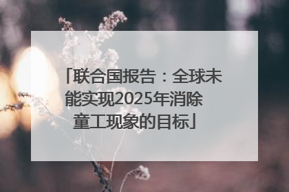 联合国报告：全球未能实现2025年消除童工现象的目标