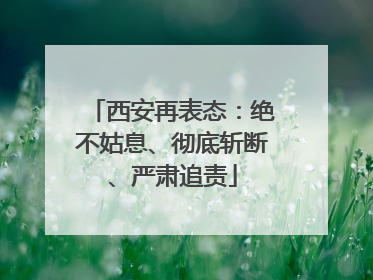 西安再表态：绝不姑息、彻底斩断、严肃追责