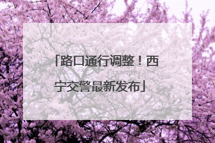路口通行调整！西宁交警最新发布