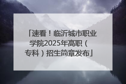 速看！临沂城市职业学院2025年高职（专科）招生简章发布