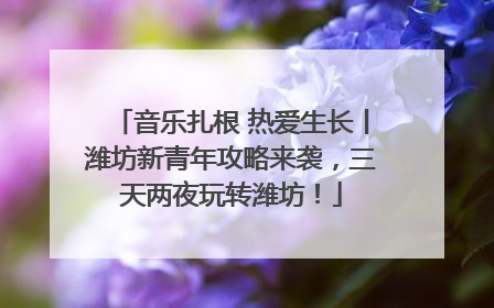 音乐扎根 热爱生长丨潍坊新青年攻略来袭，三天两夜玩转潍坊！