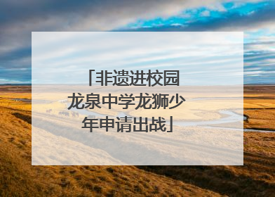 非遗进校园 龙泉中学龙狮少年申请出战