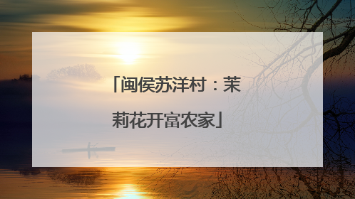 闽侯苏洋村：茉莉花开富农家
