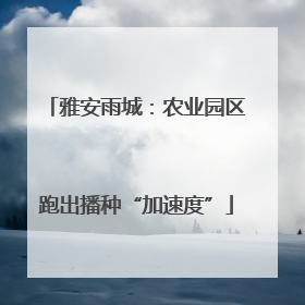 雅安雨城：农业园区跑出播种“加速度”