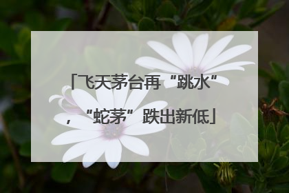 飞天茅台再“跳水”，“蛇茅”跌出新低