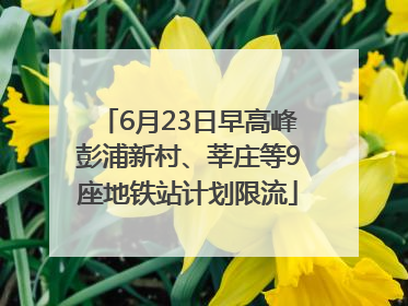 6月23日早高峰彭浦新村、莘庄等9座地铁站计划限流